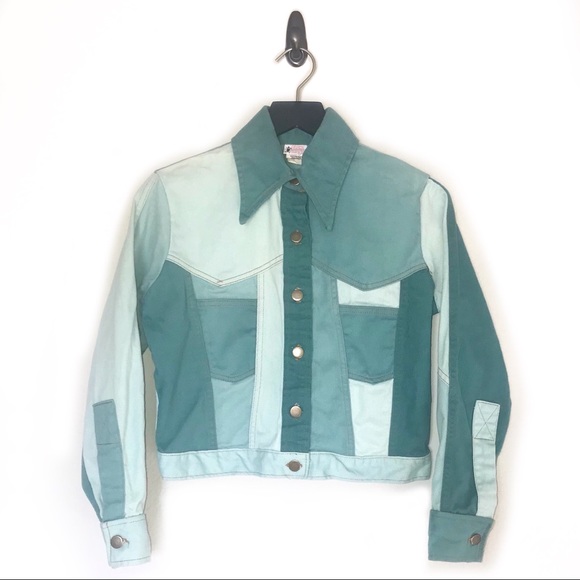 Vintage Jackets & Blazers - Gotcha Covered Vintage Teal Patchwork Denim Jacket